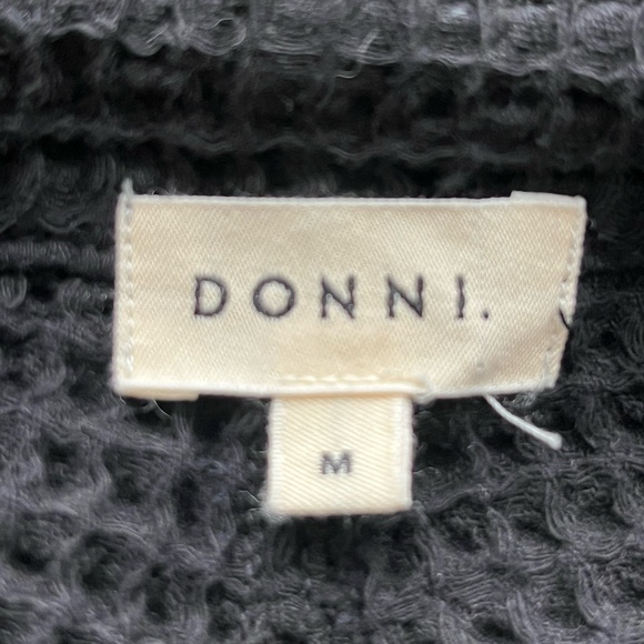 DONNI. Black Cotton Waffle Knit Pants with Drawstring and Lined Front Pockets - Picture 2 of 11